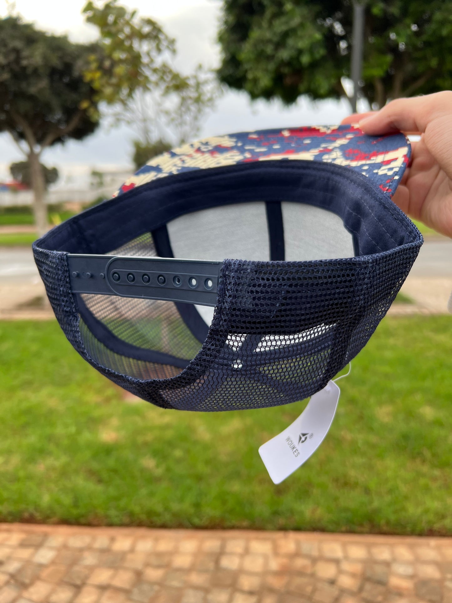 Voukies Digital Camo Trucker Cap – Red, Navy & Beige