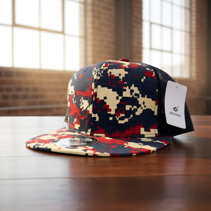 Voukies Digital Camo Trucker Cap – Red, Navy & Beige
