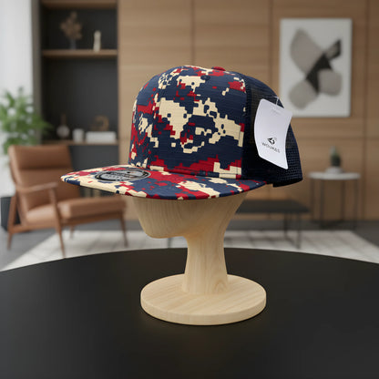Voukies Digital Camo Trucker Cap – Red, Navy & Beige
