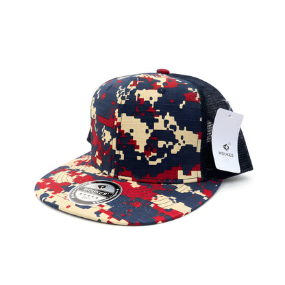 Voukies Digital Camo Trucker Cap – Red, Navy & Beige