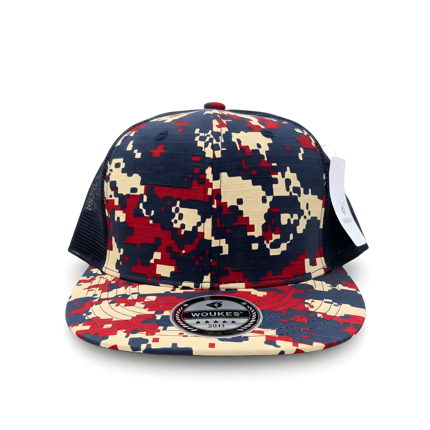 Voukies Digital Camo Trucker Cap – Red, Navy & Beige