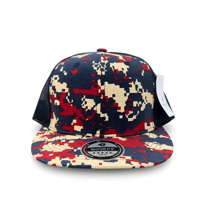 Voukies Digital Camo Trucker Cap – Red, Navy & Beige