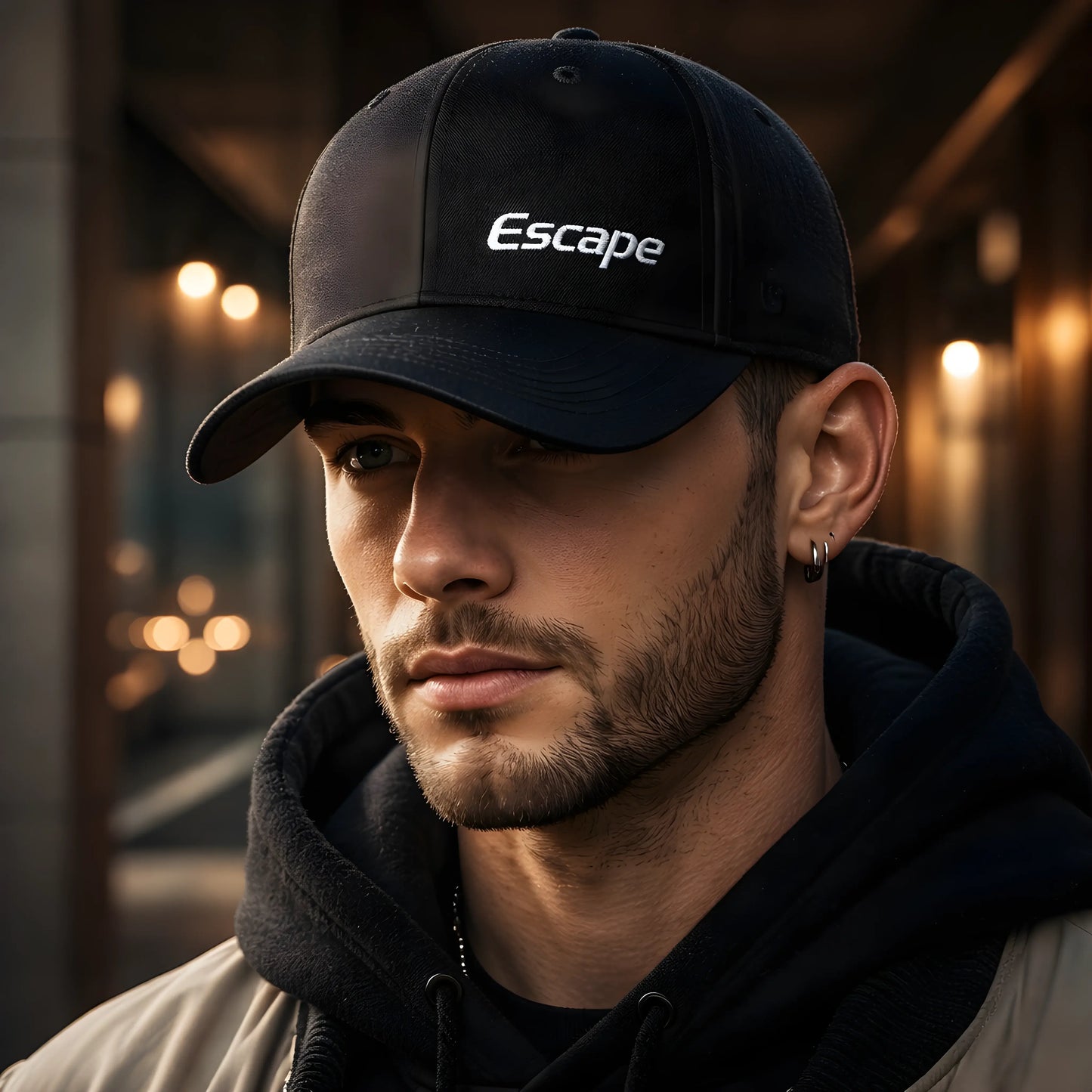 "Escape" Minimalist Black Cap