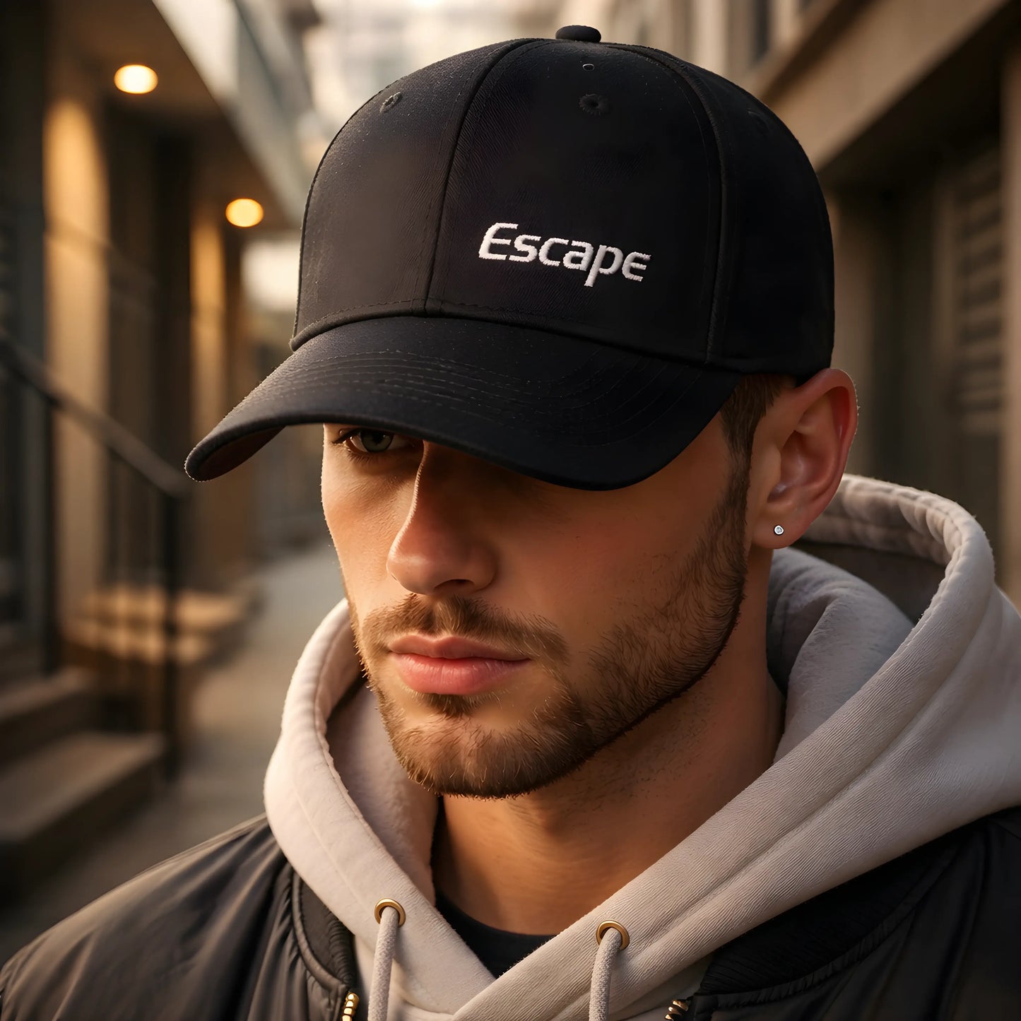 "Escape" Minimalist Black Cap
