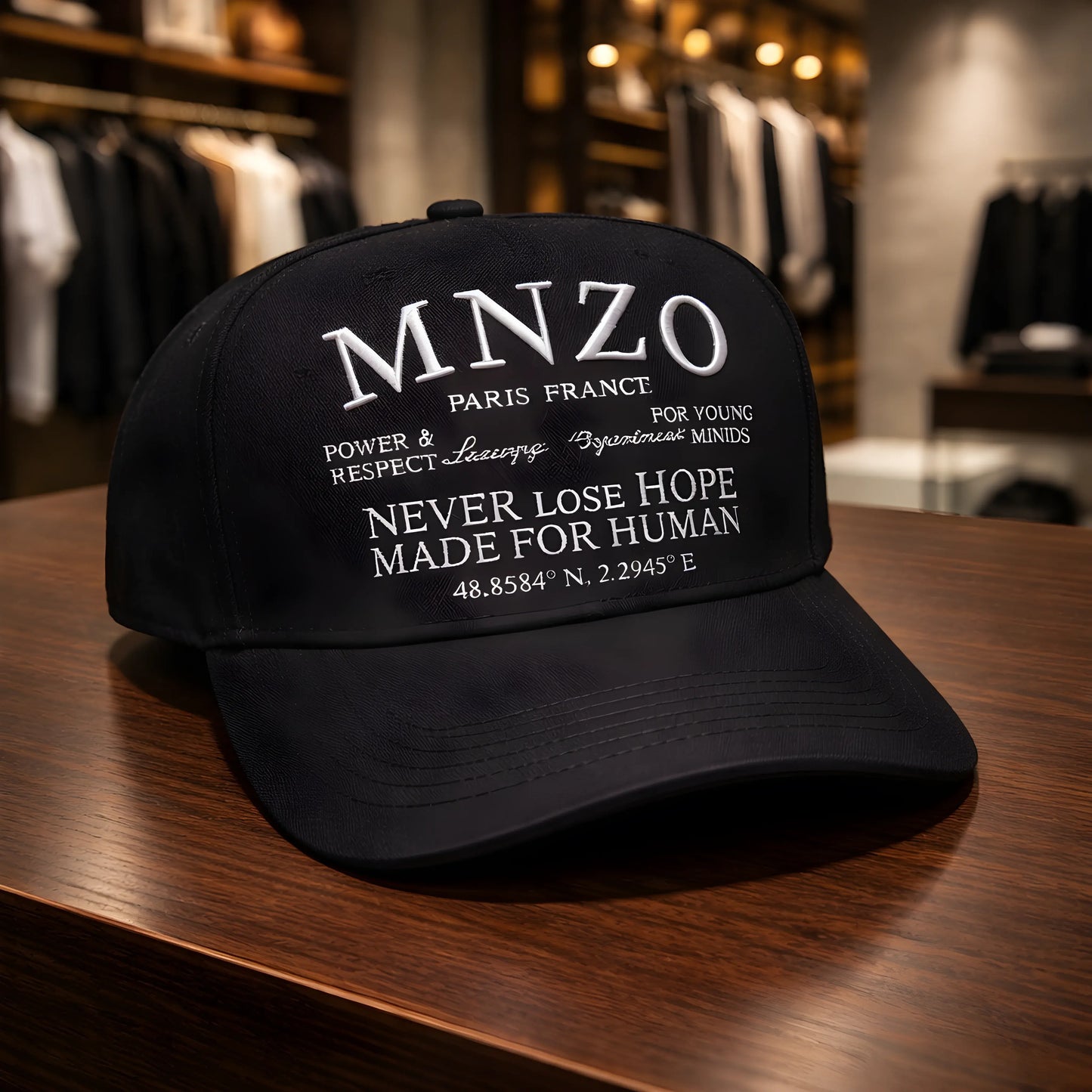 MNZO Paris France "Never Lose Hope" Statement Cap