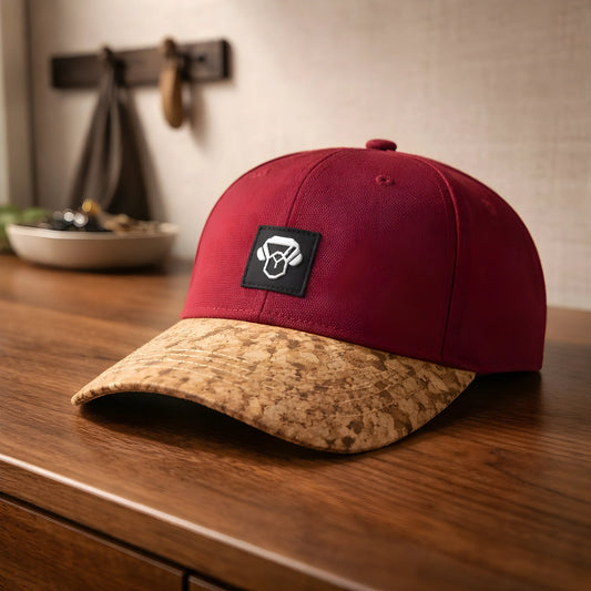 Burgundy & Natural Cork Minimalist Icon Cap