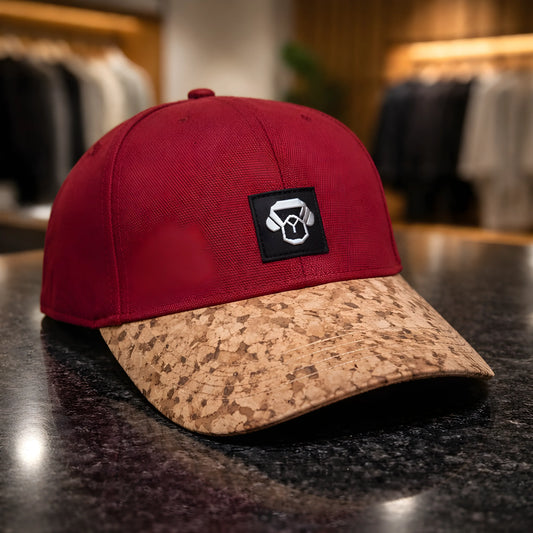 Burgundy & Natural Cork Minimalist Icon Cap