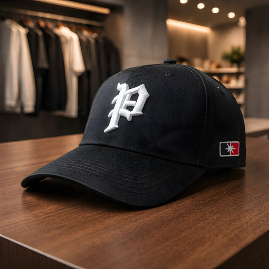 Gothic "P" Monogram Black Baseball Cap