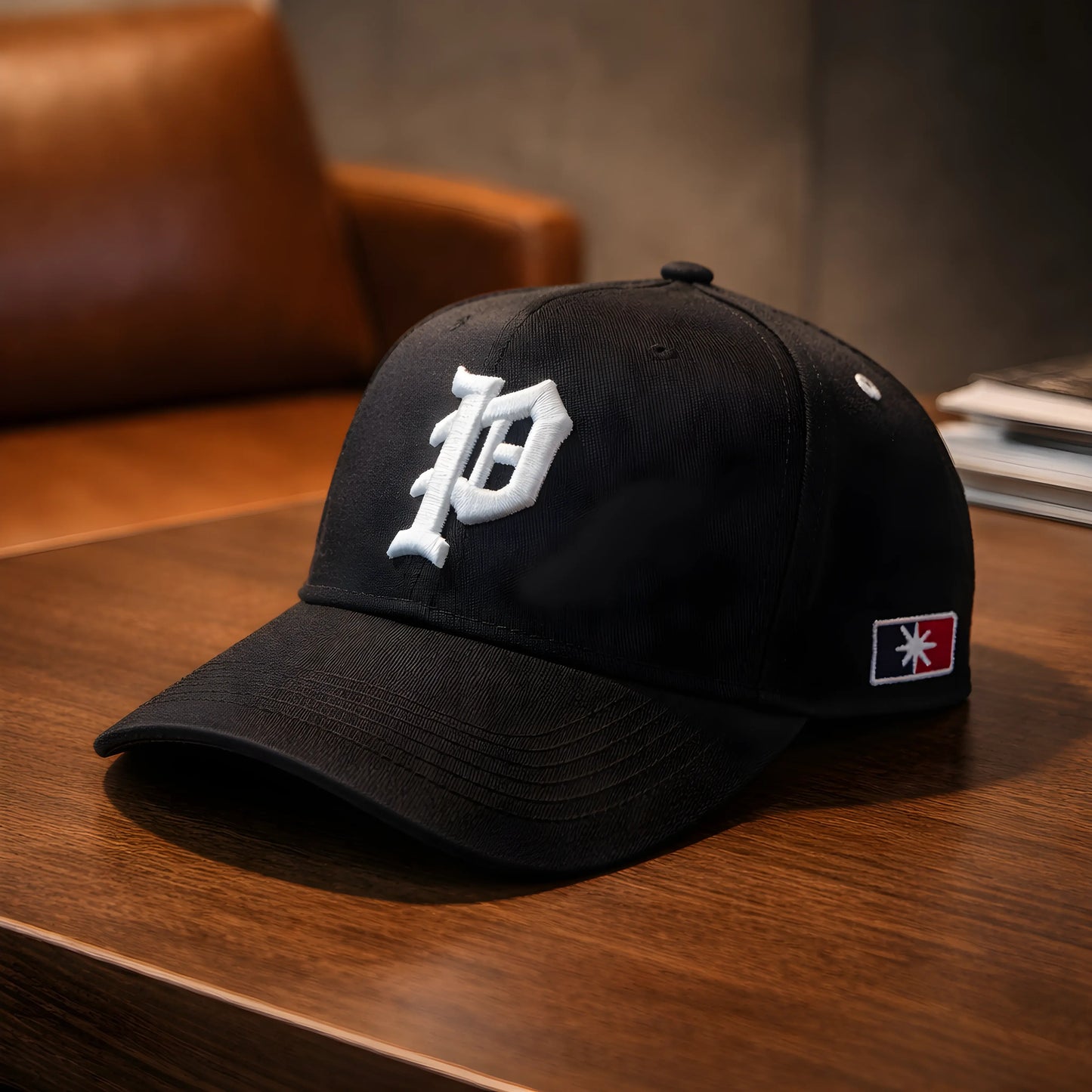 Gothic "P" Monogram Black Baseball Cap