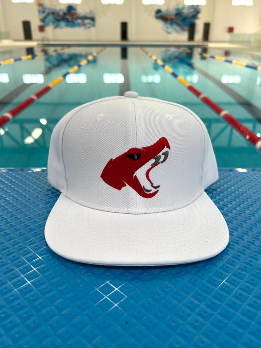 White Snapback with Red Wolf Logo