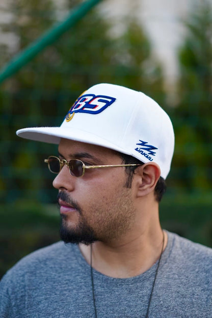 White Flat Brim Cap – “CBS” Baseball Logo Edition