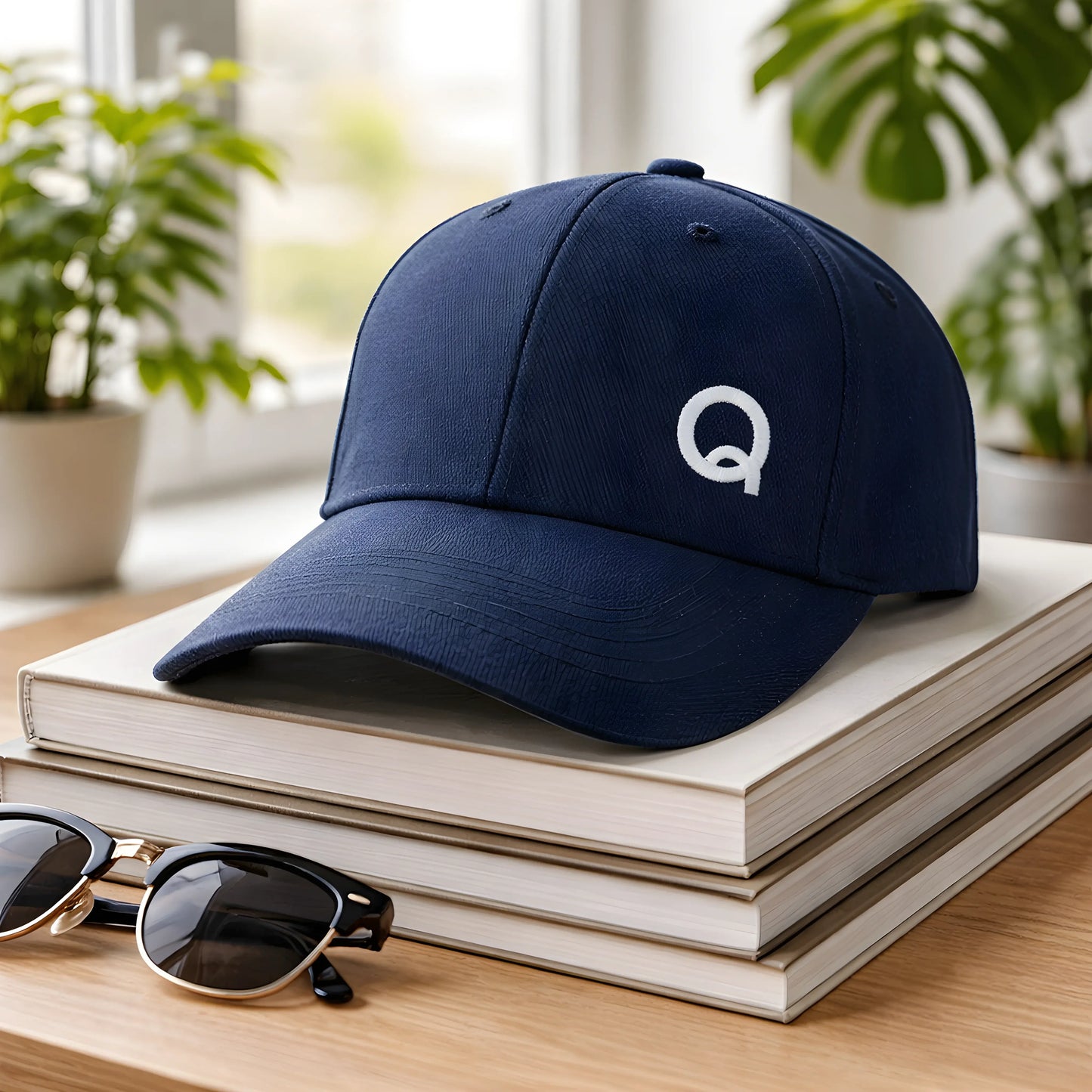 Navy Blue Cap with Minimalist “Q” Logo