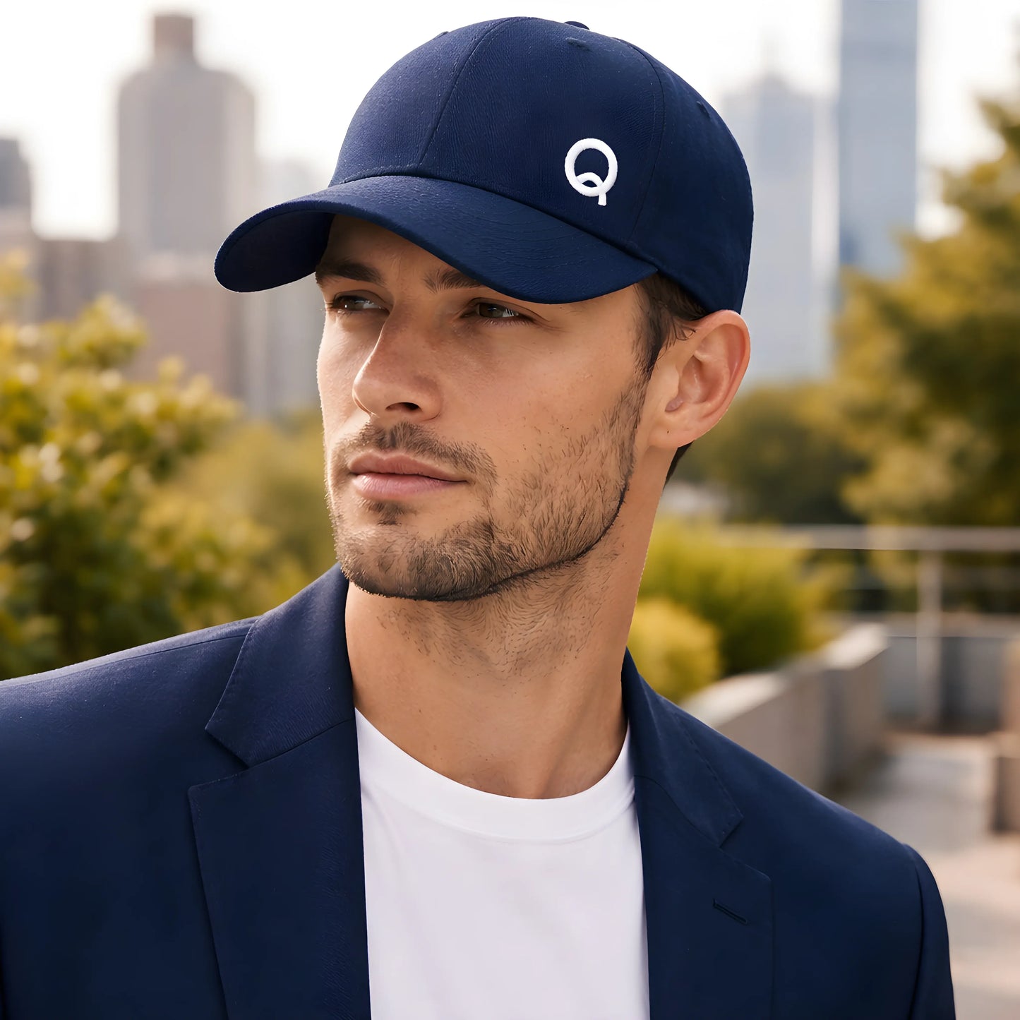 Navy Blue Cap with Minimalist “Q” Logo
