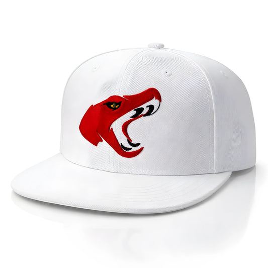 White Snapback with Red Wolf Logo