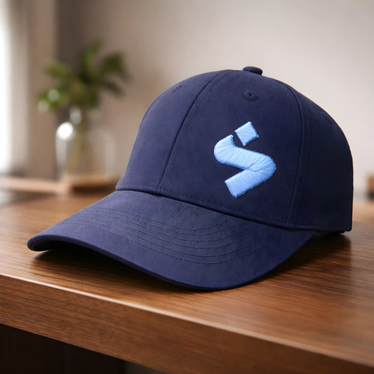 Black Cap with Blue Abstract Logo
