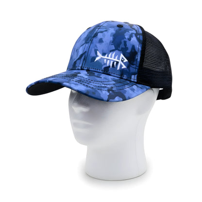 Blue Camo Fishbone Trucker Cap