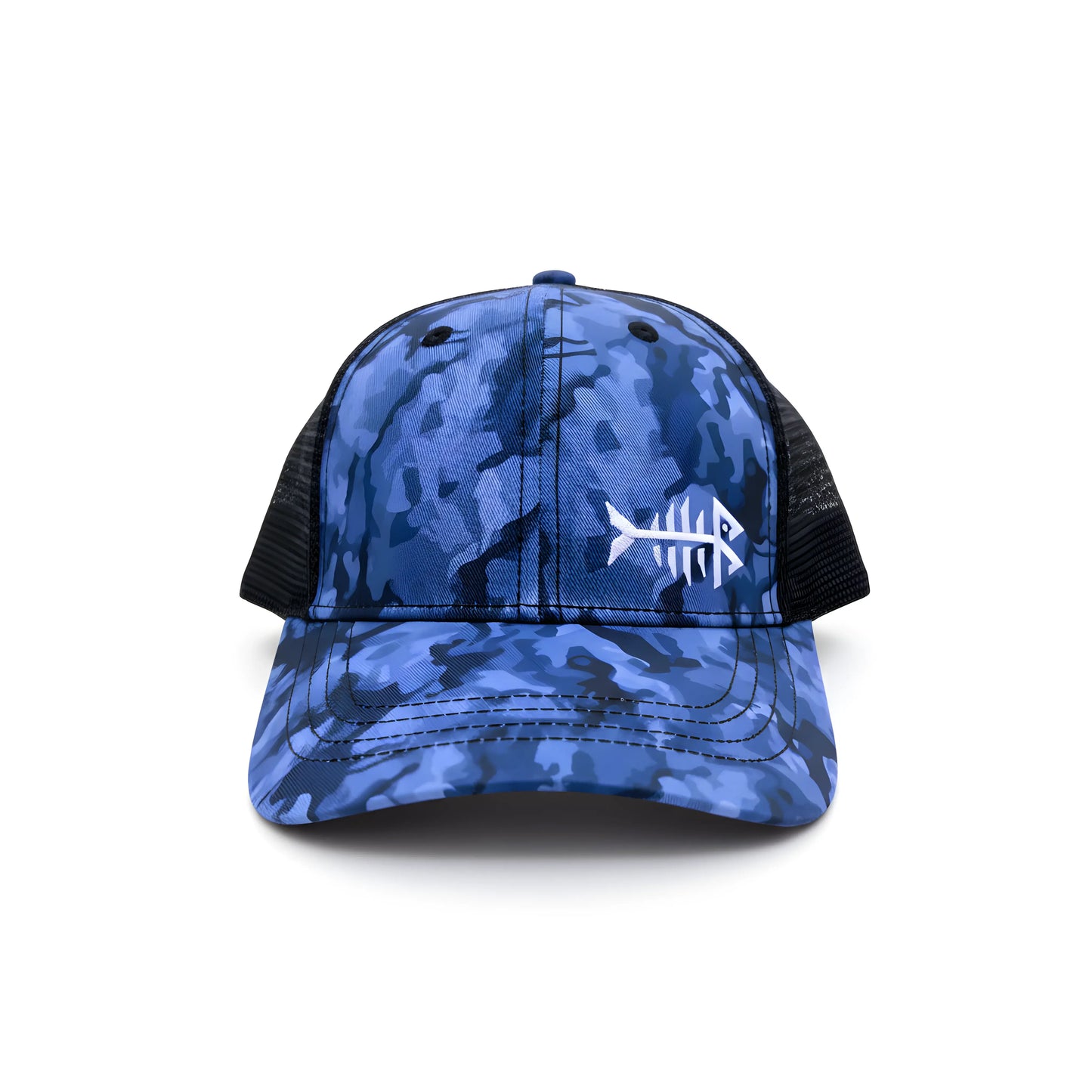 Blue Camo Fishbone Trucker Cap