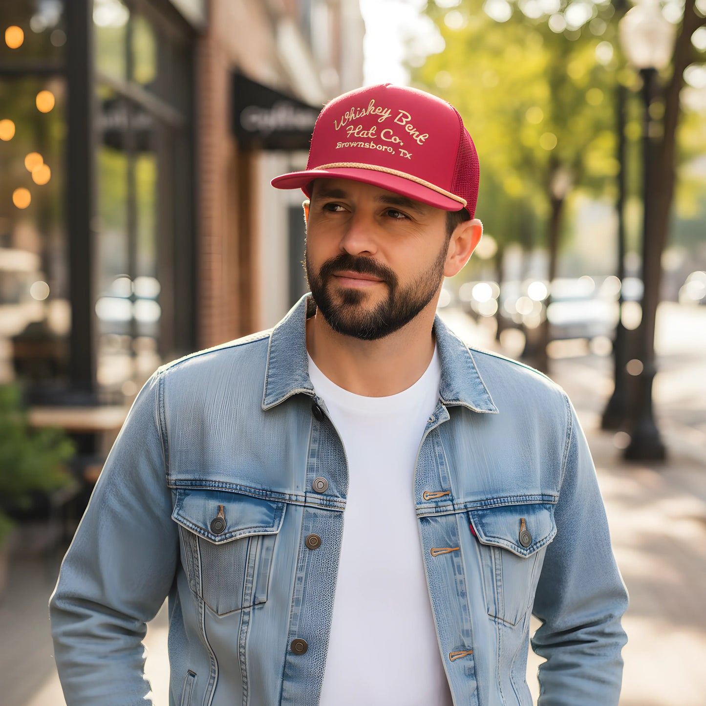 “Whiskey Bent Trucker Cap – Maroon Edition”