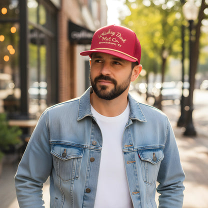“Whiskey Bent Trucker Cap – Maroon Edition”