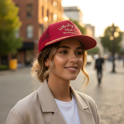 “Whiskey Bent Trucker Cap – Maroon Edition”