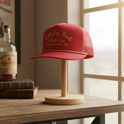 “Whiskey Bent Trucker Cap – Maroon Edition”
