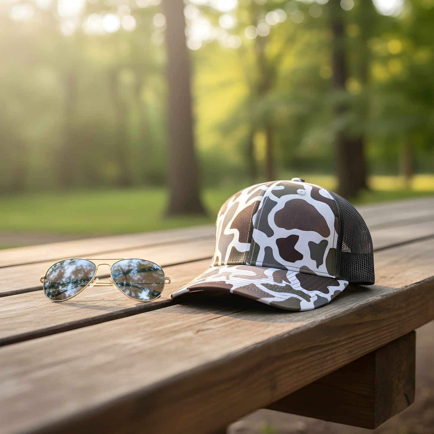 Grey Camo Mesh Trucker Cap