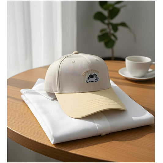 “Lucky Puppy Two-Tone Cap – Cream & Pastel Yellow”