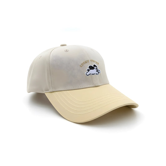 “Lucky Puppy Two-Tone Cap – Cream & Pastel Yellow”