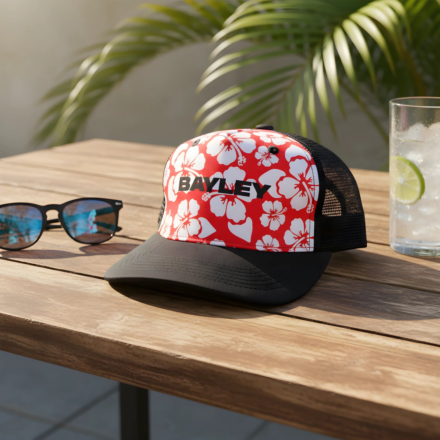Bayley Hawaiian Floral Trucker Cap