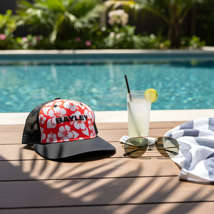 Bayley Hawaiian Floral Trucker Cap