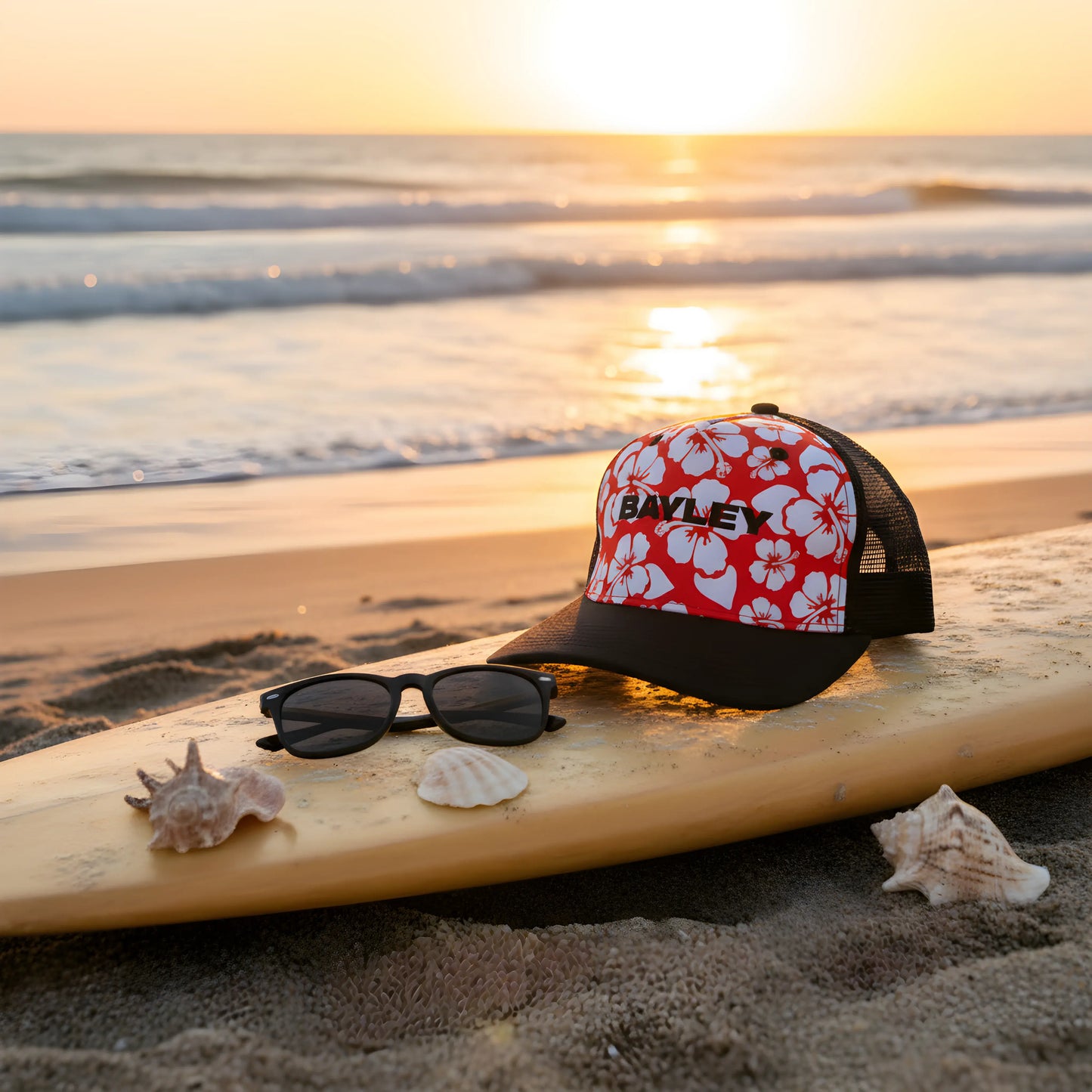 Bayley Hawaiian Floral Trucker Cap
