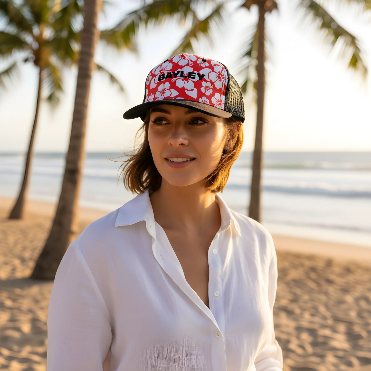 Bayley Hawaiian Floral Trucker Cap