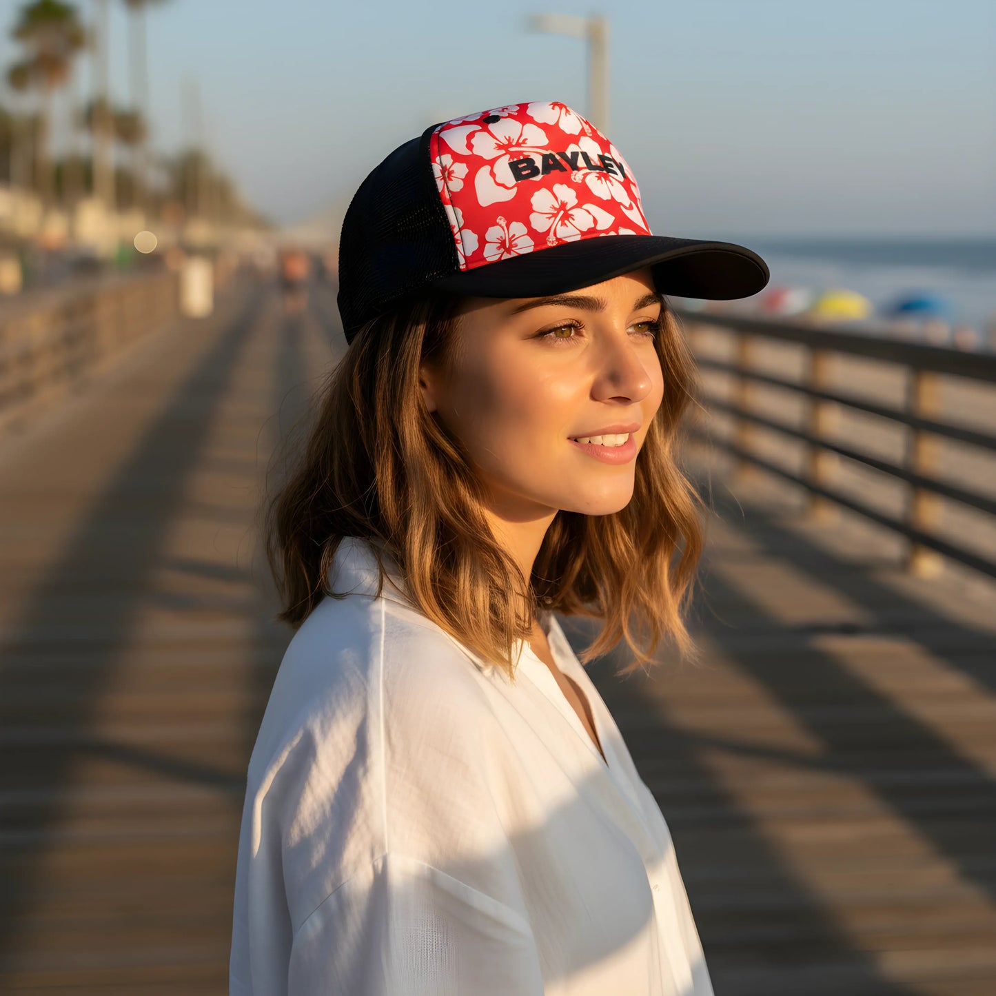 Bayley Hawaiian Floral Trucker Cap