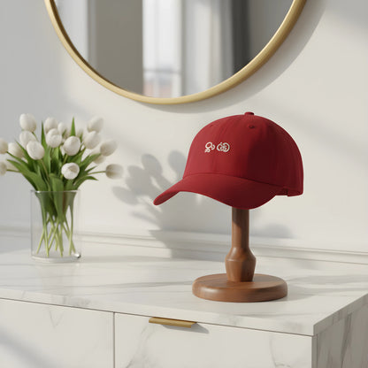 Red Baseball Cap with White Embroidery