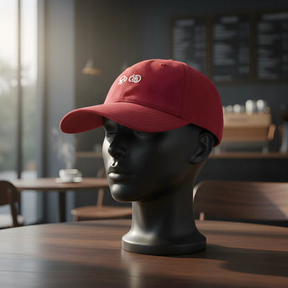 Red Baseball Cap with White Embroidery