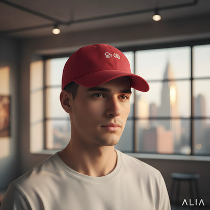Red Baseball Cap with White Embroidery