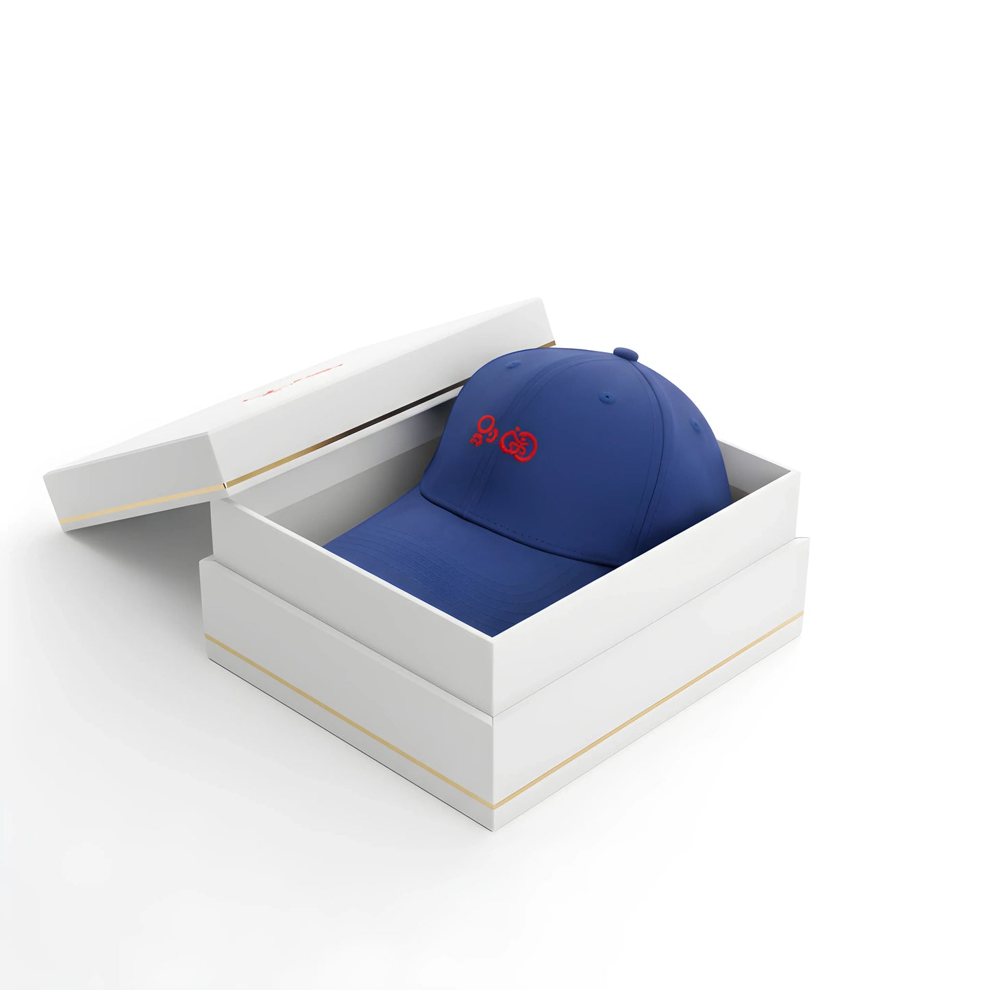 Blue Baseball Cap with Red Embroidery
