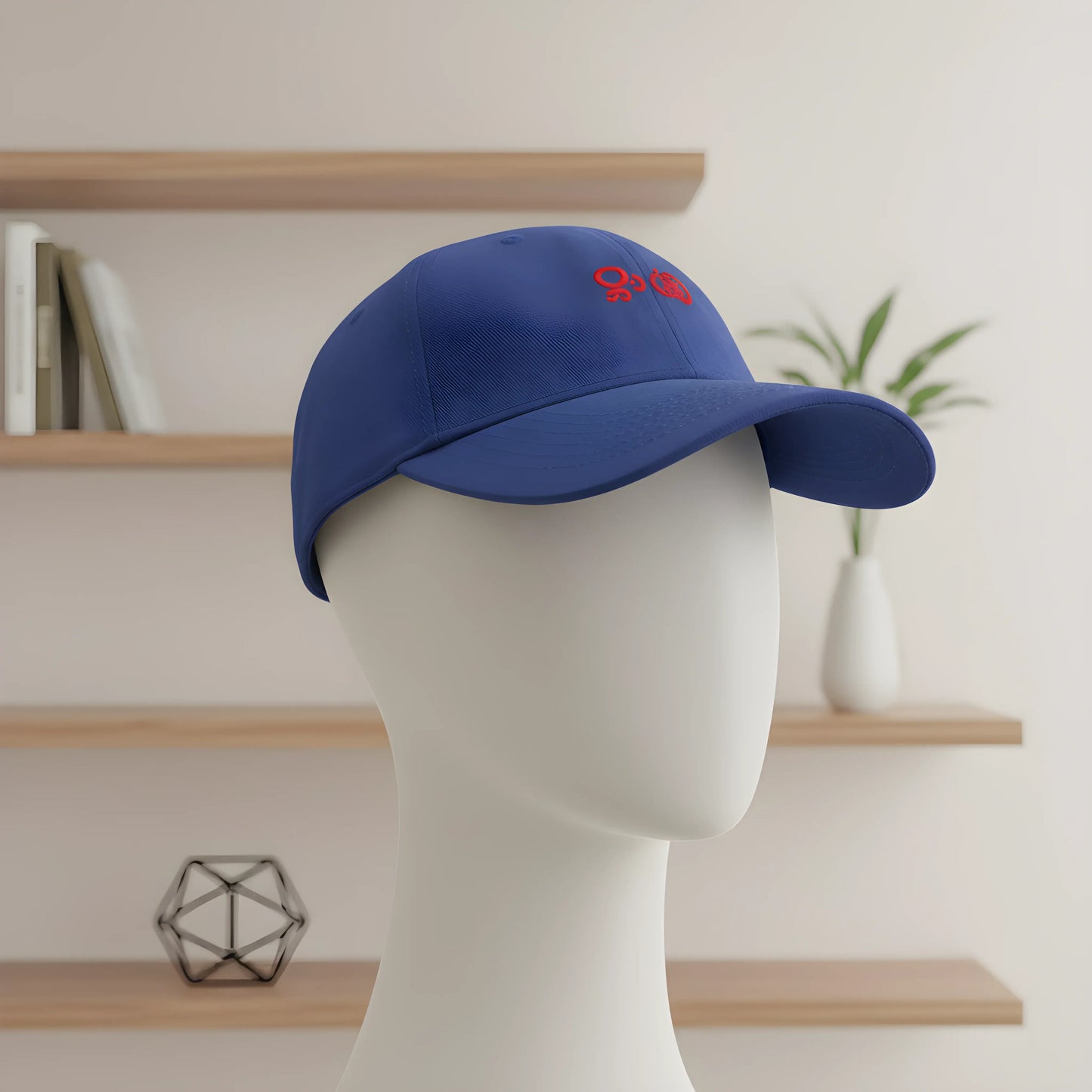 Blue Baseball Cap with Red Embroidery