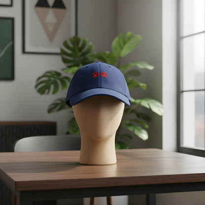 Blue Baseball Cap with Red Embroidery