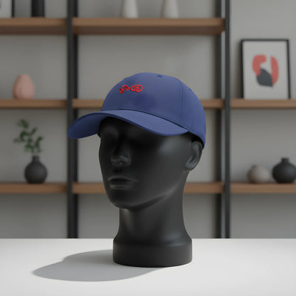 Blue Baseball Cap with Red Embroidery