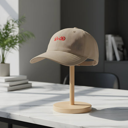 Beige Baseball Cap with Red Embroidery