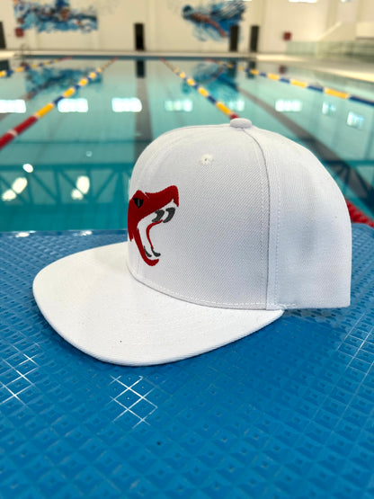 White Snapback with Red Wolf Logo
