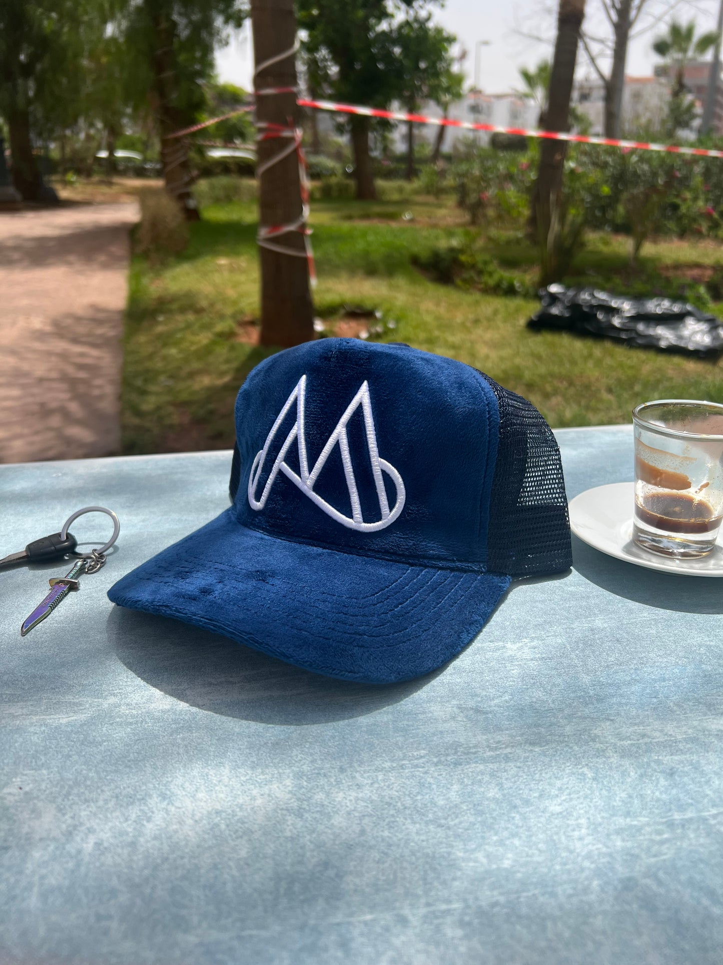 "M Logo Blue Trucker Cap"