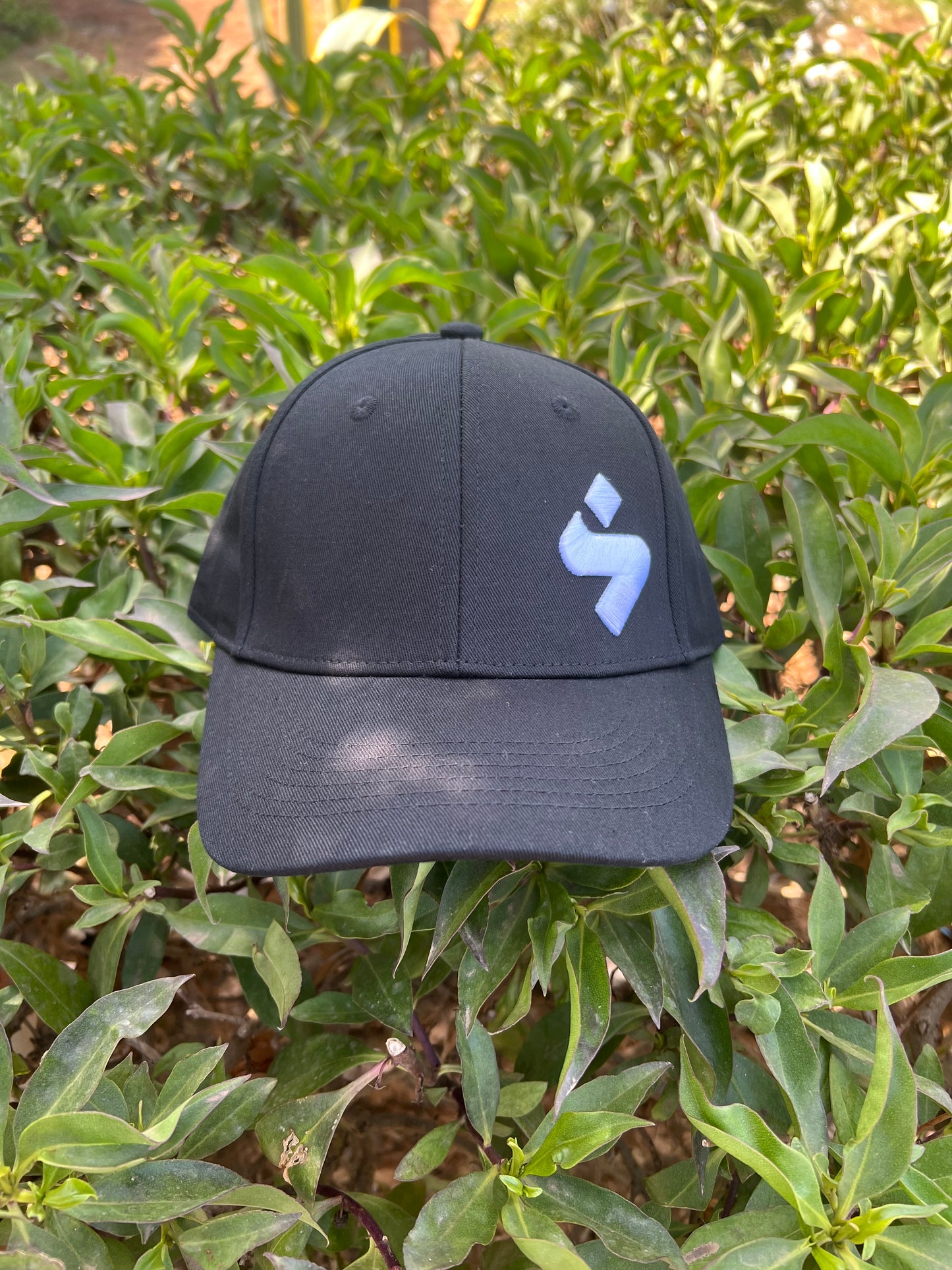 Black Cap with Blue Abstract Logo