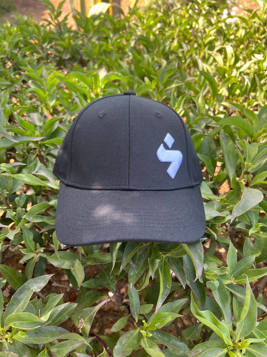 Black Cap with Blue Abstract Logo