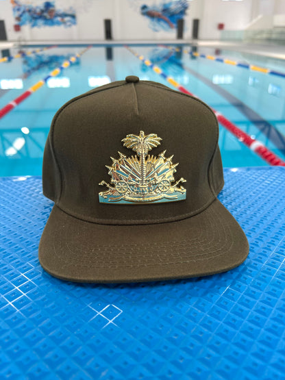 Olive Green Haiti Emblem Snapback Cap