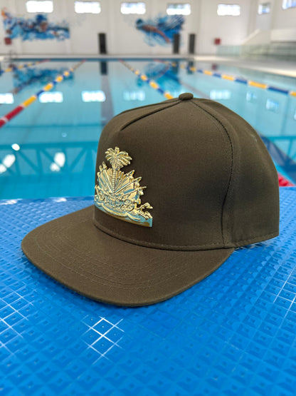 Olive Green Haiti Emblem Snapback Cap