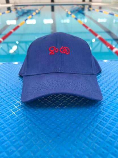Blue Baseball Cap with Red Embroidery