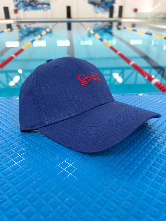 Blue Baseball Cap with Red Embroidery