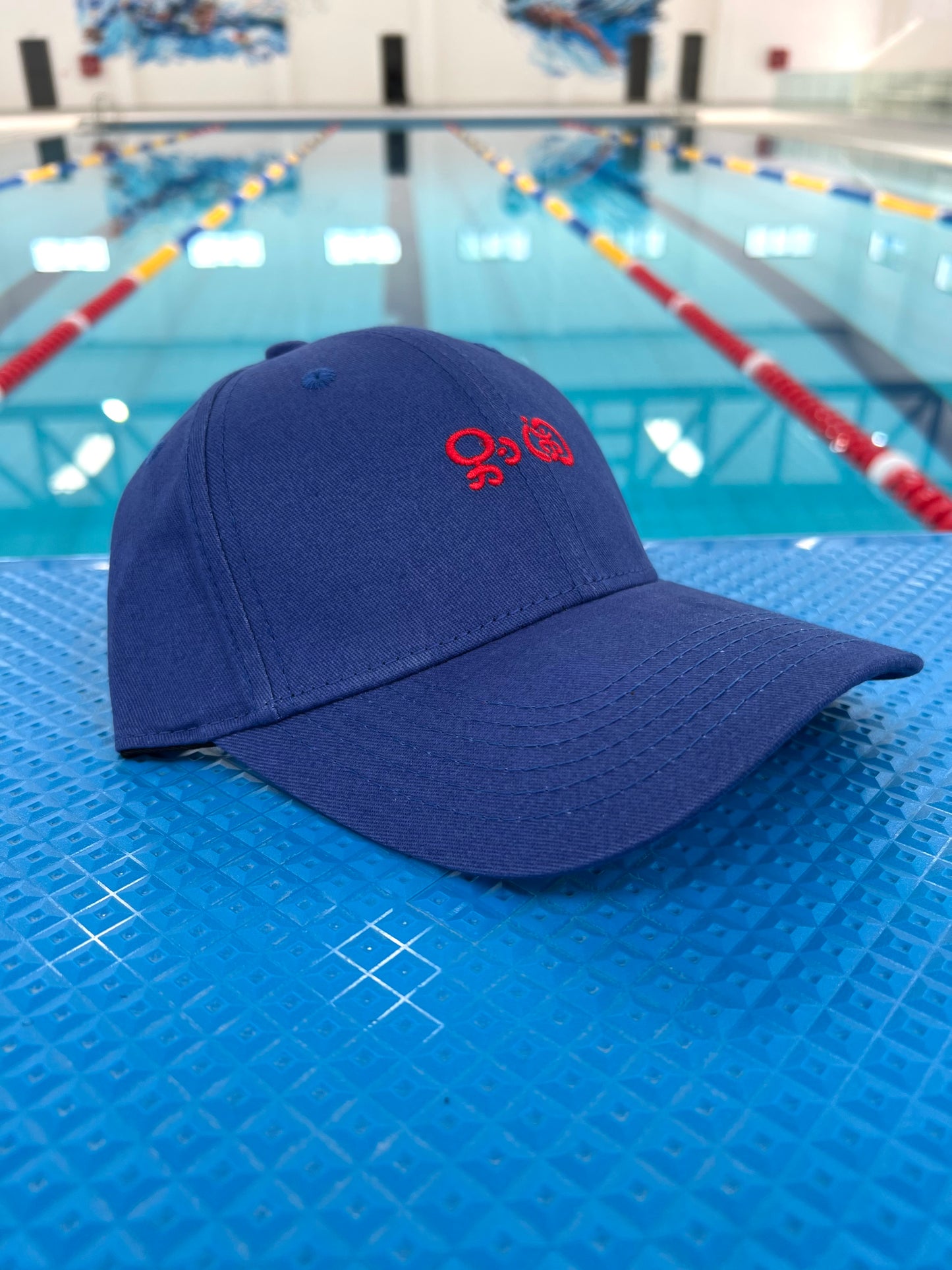 Blue Baseball Cap with Red Embroidery